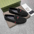 Gucci Black Stripe Slip-On Loafers — hero