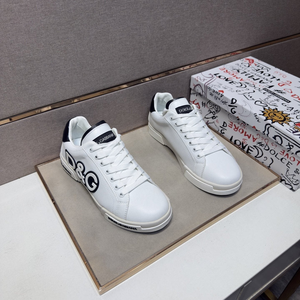 Dolce & Gabbana White Logo Low-Top Sneakers — front