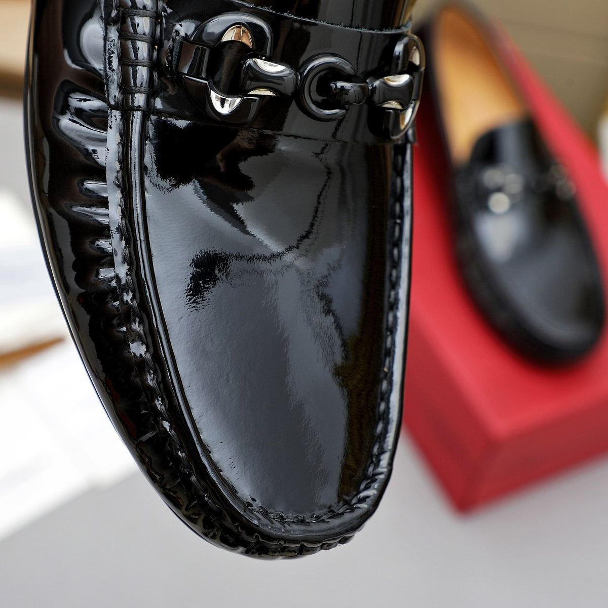 Ferragamo Black Metal Bit Loafers — detail
