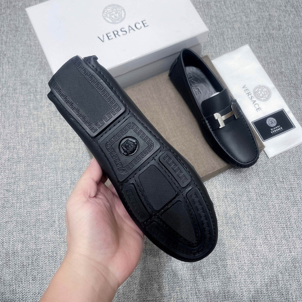Versace Black Bar Loafers — back