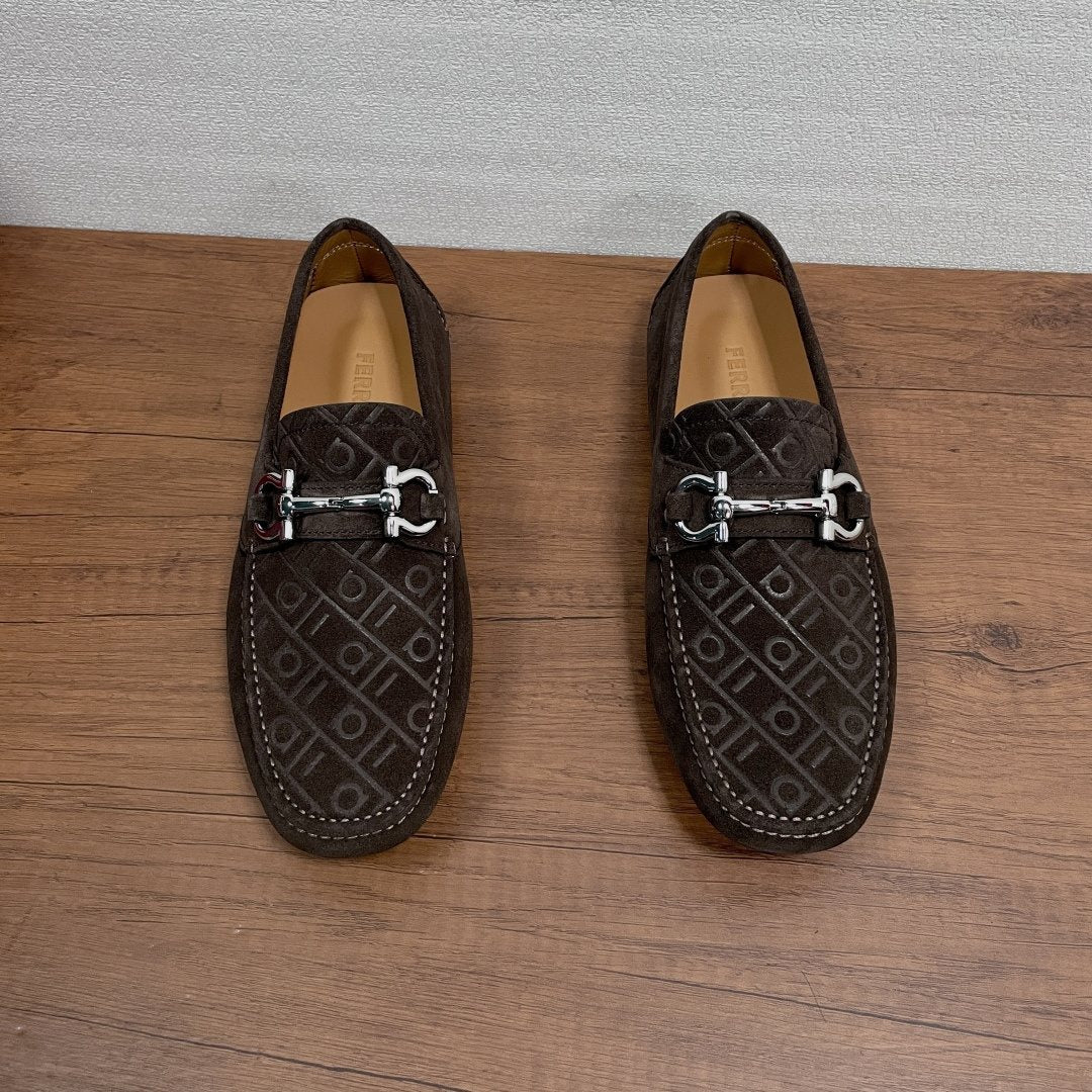 Ferragamo Horsebit Driving Shoes — front