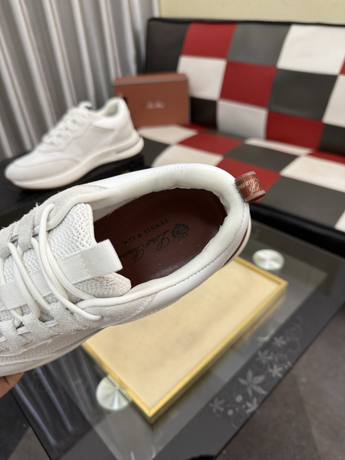 Textured Lace-Up Low-Top Sneakers — detail